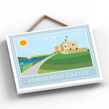 P7948 - Pendennis Castle Works Of K Pearson Seaside Town Illustration Plaque à suspendre en bois 2