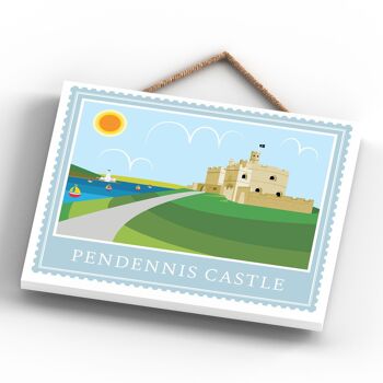 P7948 - Pendennis Castle Works Of K Pearson Seaside Town Illustration Plaque à suspendre en bois 4