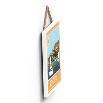 P7949 - Penzance Works Of K Pearson Seaside Town Illustration Plaque à suspendre en bois 2