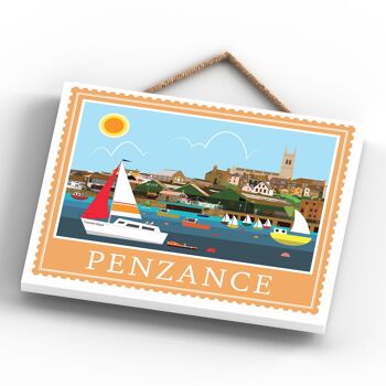 P7949 - Penzance Works Of K Pearson Seaside Town Illustration Plaque à suspendre en bois 3