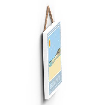 P7951 - Perranporth Works Of K Pearson Seaside Town Illustration Plaque à suspendre en bois 3