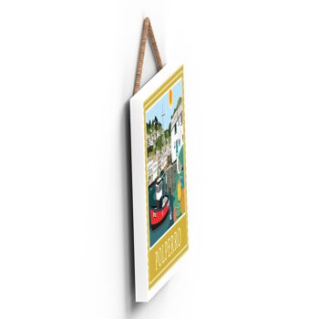 P7953 - Polperro Works Of K Pearson Seaside Town Illustration Plaque à suspendre en bois 3