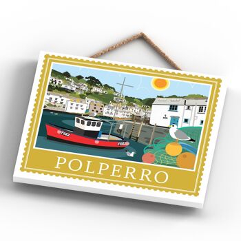 P7953 - Polperro Works Of K Pearson Seaside Town Illustration Plaque à suspendre en bois 4