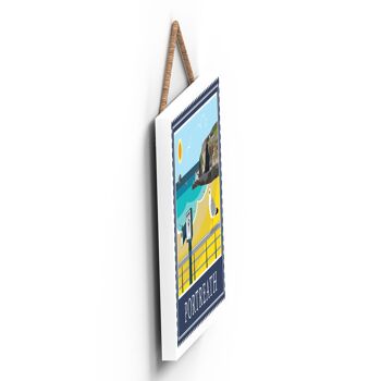 P7959 - Portreath Works Of K Pearson Seaside Town Illustration Plaque à suspendre en bois 3