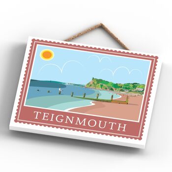 P7965 - Teignmouth Works Of K Pearson Seaside Town Illustration Plaque à suspendre en bois 4