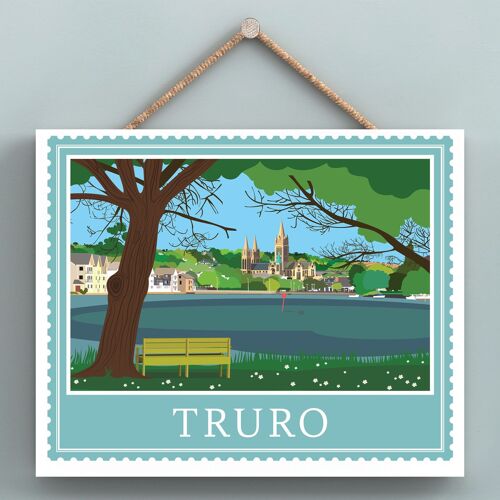 P7966 - Truro Works Of K Pearson Seaside Town Illustration Wooden Hanging Plaque