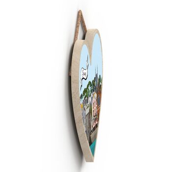 P7975 - Fowey Works Of K Pearson Seaside Town Illustration Coeur Plaque à suspendre 3