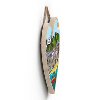 P7982 - Mousehole Works Of K Pearson Seaside Town Illustration Coeur Plaque à suspendre 2