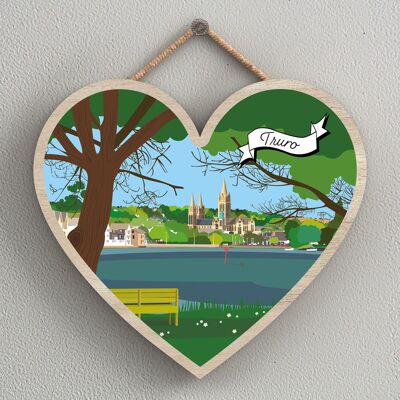 P8005 - Truro Works Of K Pearson Seaside Town Illustration Heart Hanging Plaque