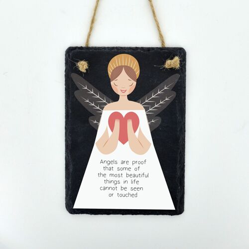 P8034 - Most Beautiful Things Not Seen Guardian Angel Sentimental Gift Slate Plaque