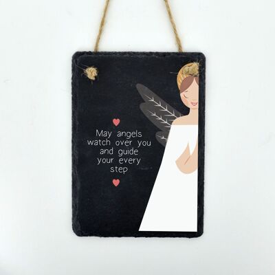 P8035 – May Angels Guide You Guardian Angel Sentimental Gift Slate Plaque