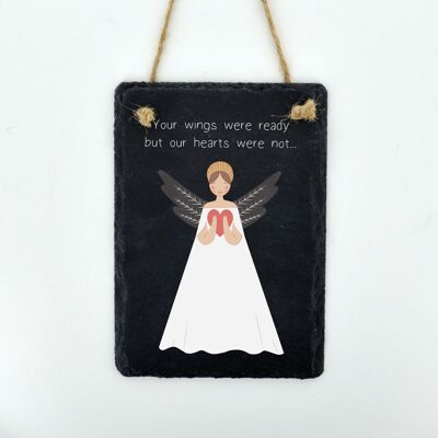 P8036 – Your Wings were Ready Guardian Angel Sentimental Gift Slate Plaque