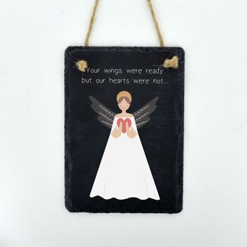 P8036 - Your Wings Were Ready Ange Gardien Sentimental Gift Slate Plaque