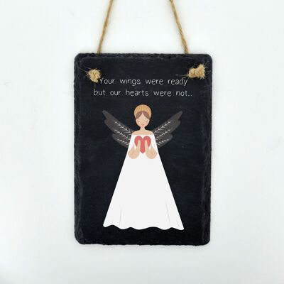 P8036 - Your Wings Were Ready Guardian Angel Sentimental Gift Slate Plaque