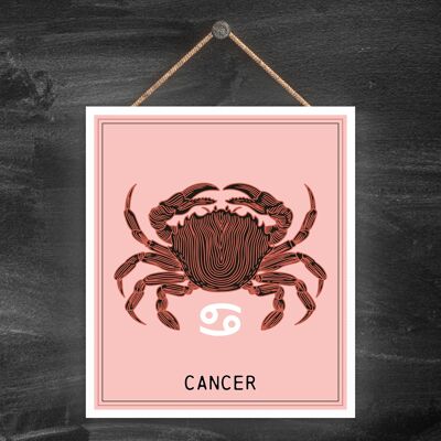 P8047 - Cancer Dusky Pink Zodiac Symbol Star Sign Calander Themed Wooden Hanging Plaque
