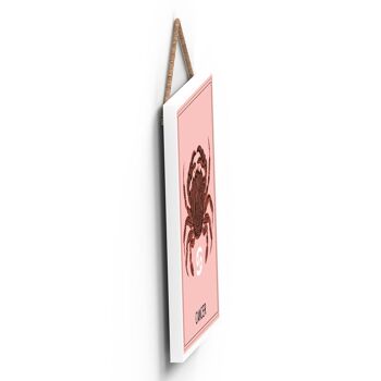 P8047 - Plaque à suspendre en bois sur le thème du calandre avec symbole du zodiaque rose sombre Cancer 3