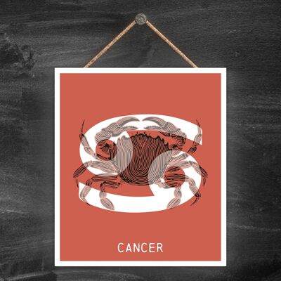 P8048 - Cancer Terracotta Zodiac Symbol Star Sign Calander Themed Wooden Hanging Plaque