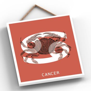 P8048 - Cancer Terracotta Zodiac Symbol Star Sign Calander Plaque à suspendre en bois sur le thème 2
