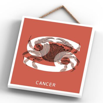 P8048 - Cancer Terracotta Zodiac Symbol Star Sign Calander Plaque à suspendre en bois sur le thème 4