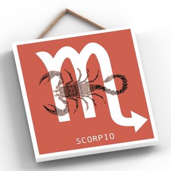 P8062 - Scorpion Terracotta Zodiac Symbol Star Sign Calander Plaque à suspendre en bois sur le thème 2