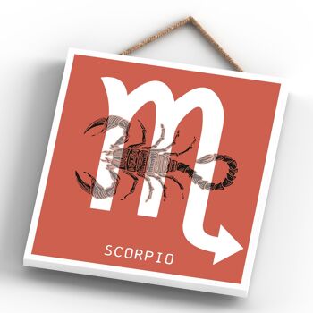P8062 - Scorpion Terracotta Zodiac Symbol Star Sign Calander Plaque à suspendre en bois sur le thème 4