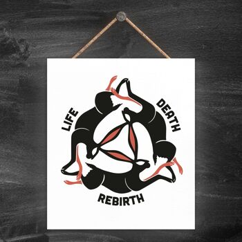 P8068 - Zodiac Life Death Rebirth Hare Trinity Symbol Star Sign Calander Plaque à suspendre en bois sur le thème 1