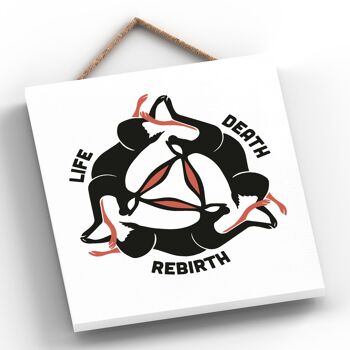 P8068 - Zodiac Life Death Rebirth Hare Trinity Symbol Star Sign Calander Plaque à suspendre en bois sur le thème 2