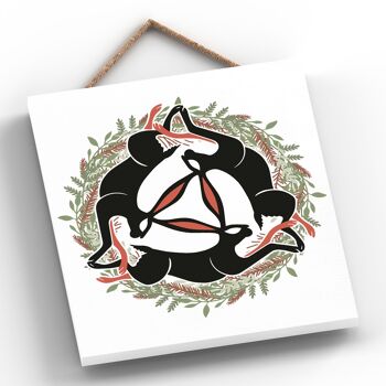 P8069 - Zodiac Hare Trinity Wreath Symbol Star Sign Calander Plaque à suspendre en bois sur le thème 2