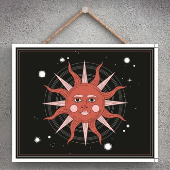 P8076 - Zodiac Sun Terracotta Symbol Star Sign Calander Plaque à suspendre en bois sur le thème 1