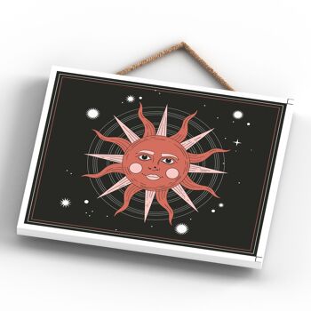 P8076 - Zodiac Sun Terracotta Symbol Star Sign Calander Plaque à suspendre en bois sur le thème 4