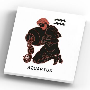 P8079 - Aquarius Terracotta On White Zodiac Symbol Star Sign Themed Wooden Wall or Standing Plaque 4