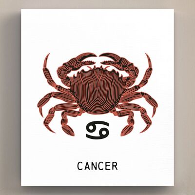 P8081 - Cancer Terracotta On White Zodiac Symbol Star Sign Themed Wooden Wall or Standing Plaque