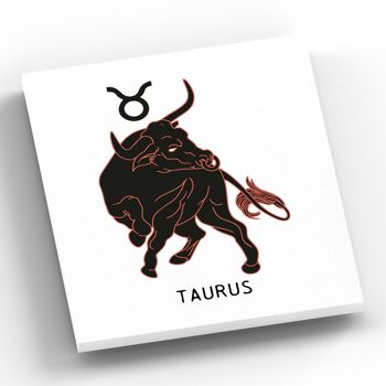 P8089 - Taurus Terracotta On White Zodiac Symbol Star Sign Themed Wooden Wall or Standing Plaque 2