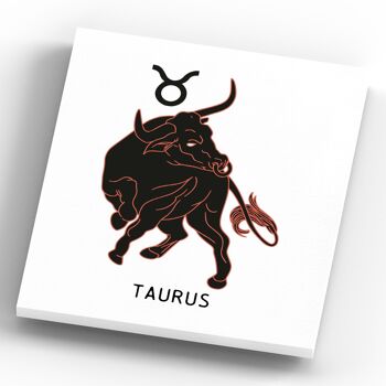 P8089 - Taurus Terracotta On White Zodiac Symbol Star Sign Themed Wooden Wall or Standing Plaque 4