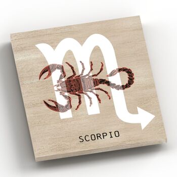 P8103 - Scorpion en terre cuite sur le signe du zodiaque marron symbole du zodiaque sur le thème mur en bois ou plaque debout 2