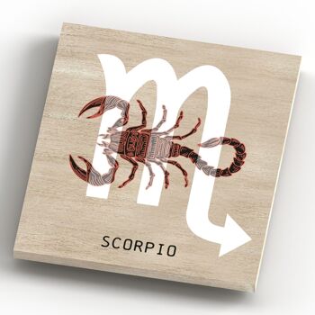 P8103 - Scorpion en terre cuite sur le signe du zodiaque marron symbole du zodiaque sur le thème mur en bois ou plaque debout 4