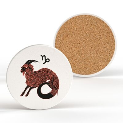 P8114 - Capricorn Zodiac Symbol Star Sign Spiritual Themed Gift Idea Ceramic Coaster