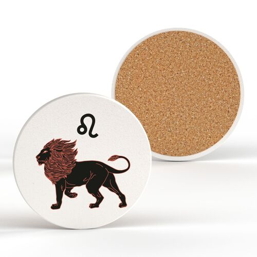 P8116 - Leo Zodiac Symbol Star Sign Spiritual Themed Gift Idea Ceramic Coaster