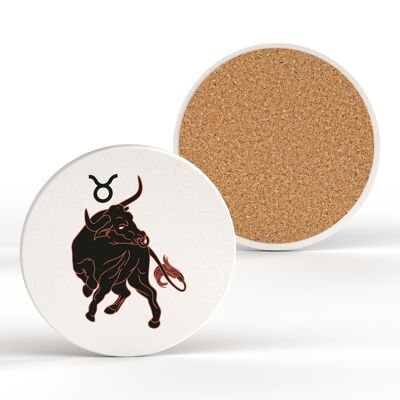 P8121 - Taurus Zodiac Symbol Star Sign Spiritual Themed Gift Idea Ceramic Coaster