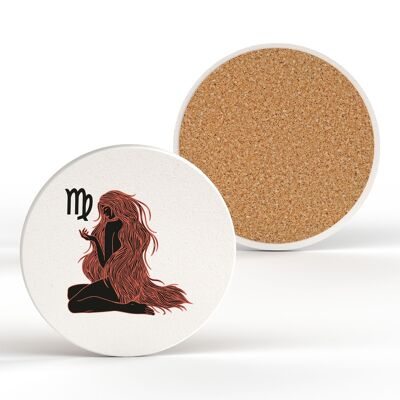 P8122 - Posavasos de cerámica con símbolo del zodiaco Virgo, signo de estrella, idea de regalo con temática espiritual