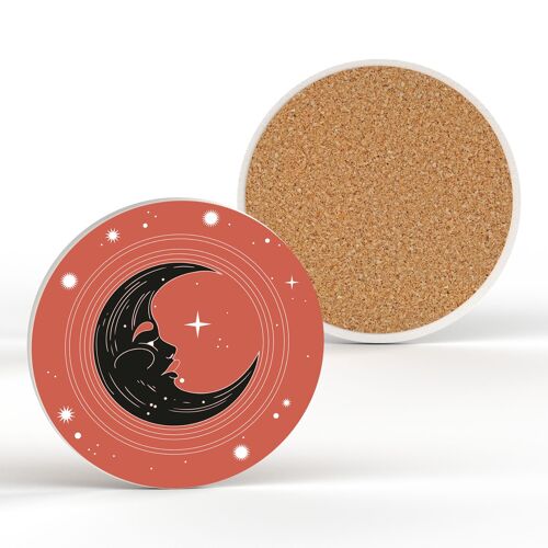 P8124 - Moon Zodiac Symbol Star Sign Spiritual Themed Gift Idea Ceramic Coaster