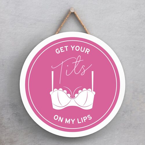 P8145 - T*ts On Lips Humour Themed Funny Decorative Plaque Secret Santa Gift Idea