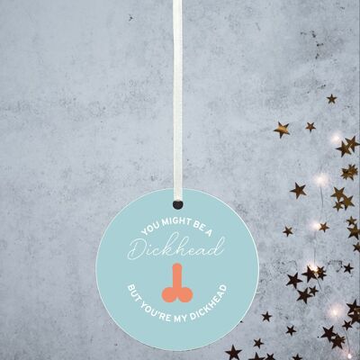 P8156 - D * ckhead Umorismo a tema Divertente pallina decorativa Idea regalo segreta di Babbo Natale