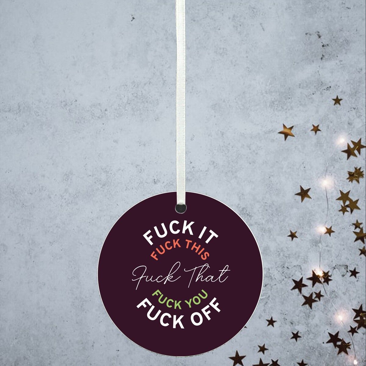 P8162 - F * ck It All Humor a tema divertente pallina decorativa idea regalo segreta di Babbo Natale
