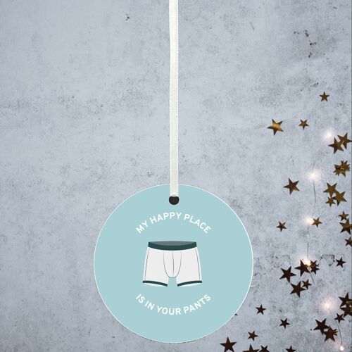 P8167 - Happy Place Humour Themed Funny Decorative Bauble Secret Santa Gift Idea