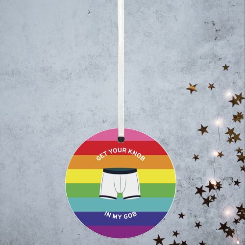 P8173 - K*ob In Gob Gay Pride Humour Themed Funny Decorative Bauble Secret Santa Gift Idea