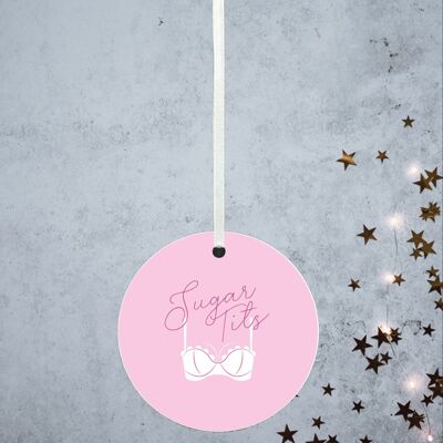 P8187 - Idea regalo segreta di Babbo Natale con pallina decorativa divertente a tema umoristico Sugart*ts