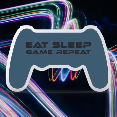 P8202 – Eat Sleep Game Repeat Gaming Room Console Standing Block Plaque Gamer Geschenkidee