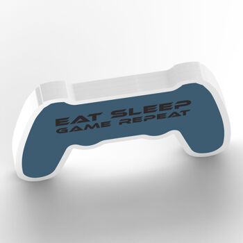 P8202 - Eat Sleep Game Repeat Console de salle de jeu Debout Block Plaque Gamer Idée cadeau 2