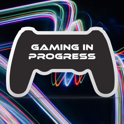 P8204 - Gaming In Progress Consola de sala de juegos Placa de bloque de pie Idea de regalo para jugadores